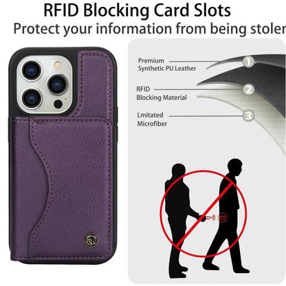 For iPhone 11 Pro Max AwQuer Horizontal Flip Card Bag Holder Leather Phone Case(Dark Purple)