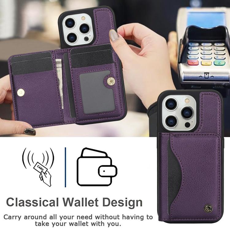 For iPhone 11 Pro Max AwQuer Horizontal Flip Card Bag Holder Leather Phone Case(Dark Purple)