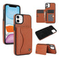 For iPhone 11 AwQuer Horizontal Flip Card Bag Holder Leather Phone Case(Brown)