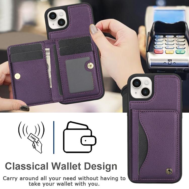 For iPhone 11 AwQuer Horizontal Flip Card Bag Holder Leather Phone Case(Dark Purple)
