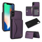 For iPhone X / XS AwQuer Horizontal Flip Card Bag Holder Leather Phone Case(Dark Purple)