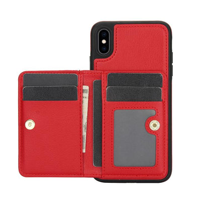 For iPhone X / XS AwQuer Horizontal Flip Card Bag Holder Leather Phone Case(Red)