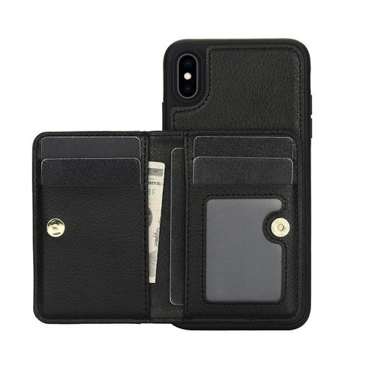 For iPhone XR AwQuer Horizontal Flip Card Bag Holder Leather Phone Case(Black)
