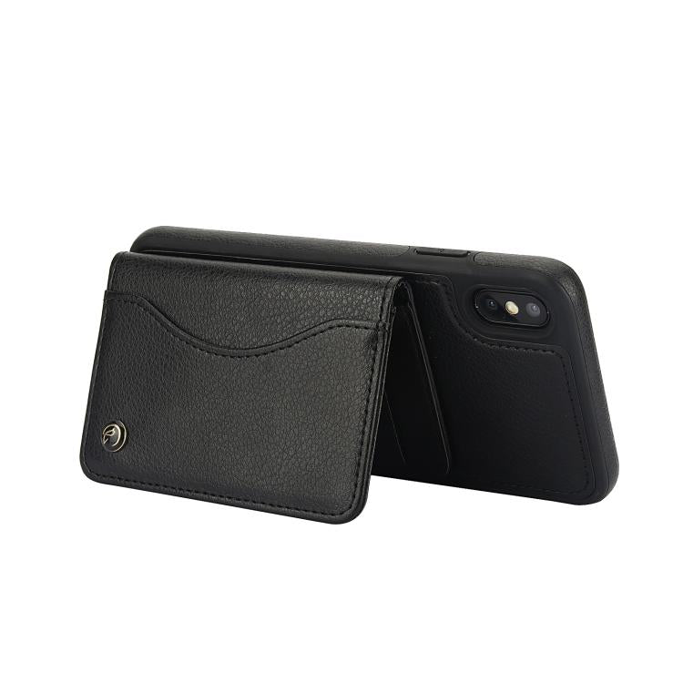 For iPhone XR AwQuer Horizontal Flip Card Bag Holder Leather Phone Case(Black)