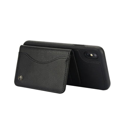 For iPhone XR AwQuer Horizontal Flip Card Bag Holder Leather Phone Case(Black)