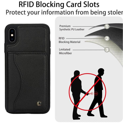 For iPhone XR AwQuer Horizontal Flip Card Bag Holder Leather Phone Case(Black)