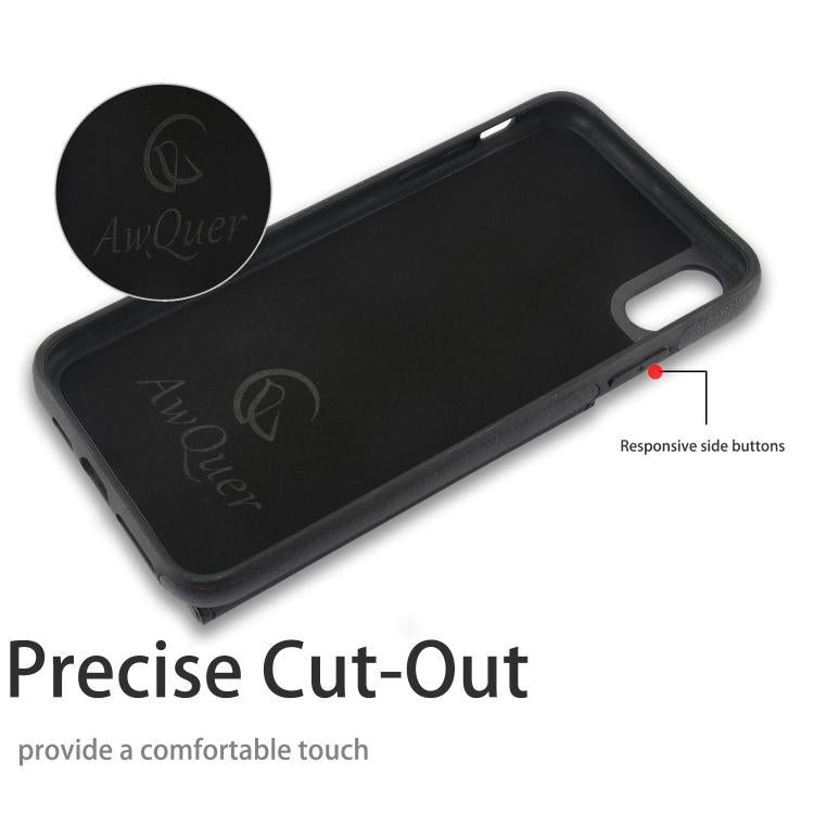 For iPhone XR AwQuer Horizontal Flip Card Bag Holder Leather Phone Case(Black)