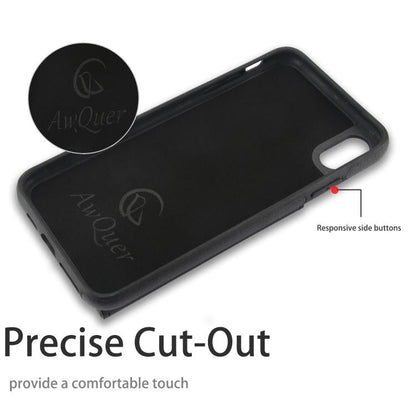 For iPhone XR AwQuer Horizontal Flip Card Bag Holder Leather Phone Case(Black)