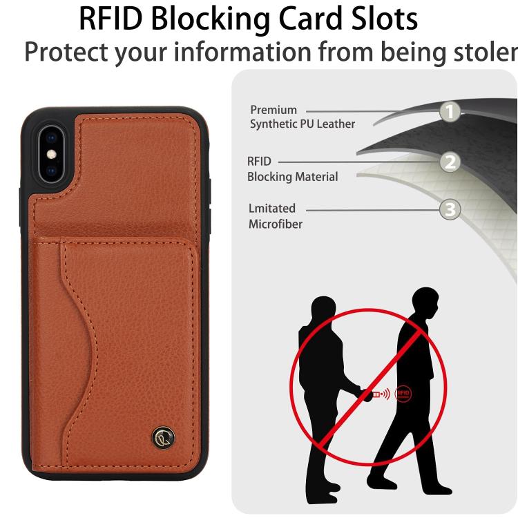 For iPhone XS Max AwQuer Horizontal Flip Card Bag Holder Leather Phone Case(Brown)