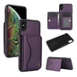Pour iPhone XS Max Étui portefeuille à rabat horizontal en cuir avec porte-cartes AwQuer (Violet foncé)