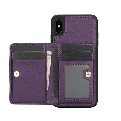 Pour iPhone XS Max Étui portefeuille à rabat horizontal en cuir avec porte-cartes AwQuer (Violet foncé)