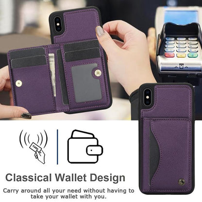 Pour iPhone XS Max Étui portefeuille à rabat horizontal en cuir avec porte-cartes AwQuer (Violet foncé)