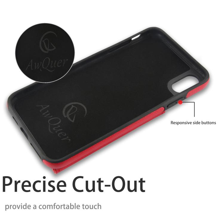 For iPhone XS Max AwQuer Horizontal Flip Card Bag Holder Leather Phone Case(Red)