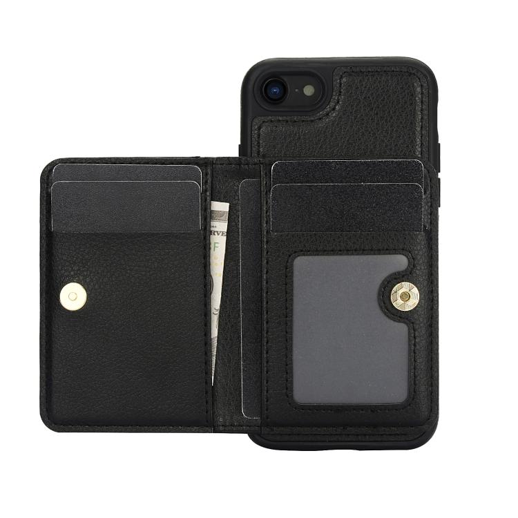 For iPhone 7 Plus / 8 Plus AwQuer Horizontal Flip Card Bag Holder Leather Phone Case(Black)