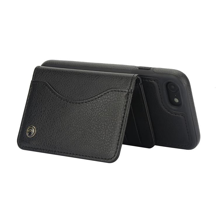 For iPhone 7 Plus / 8 Plus AwQuer Horizontal Flip Card Bag Holder Leather Phone Case(Black)
