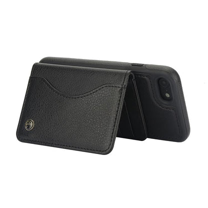 For iPhone 7 Plus / 8 Plus AwQuer Horizontal Flip Card Bag Holder Leather Phone Case(Black)