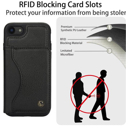 For iPhone 7 Plus / 8 Plus AwQuer Horizontal Flip Card Bag Holder Leather Phone Case(Black)