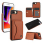 Pour iPhone 7 Plus / 8 Plus Étui de téléphone en cuir avec porte-carte à rabat horizontal AwQuer (Marron)