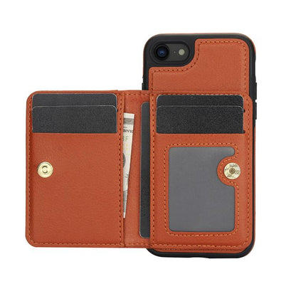 Pour iPhone 7 Plus / 8 Plus Étui de téléphone en cuir avec porte-carte à rabat horizontal AwQuer (Marron)