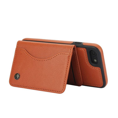 Pour iPhone 7 Plus / 8 Plus Étui de téléphone en cuir avec porte-carte à rabat horizontal AwQuer (Marron)