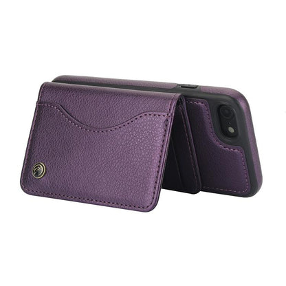 For iPhone 7 Plus / 8 Plus AwQuer Horizontal Flip Card Bag Holder Leather Phone Case(Dark Purple)