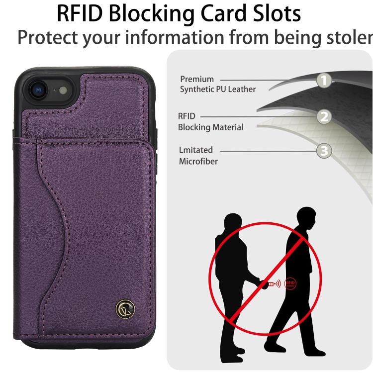 For iPhone 7 Plus / 8 Plus AwQuer Horizontal Flip Card Bag Holder Leather Phone Case(Dark Purple)