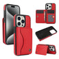 For iPhone 15 Pro AwQuer Horizontal Flip Card Bag Holder Leather Phone Case(Red)