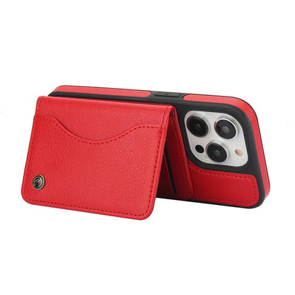 For iPhone 15 Pro AwQuer Horizontal Flip Card Bag Holder Leather Phone Case(Red)