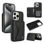 For iPhone 15 Pro Max AwQuer Horizontal Flip Card Bag Holder Leather Phone Case(Black)