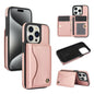 For iPhone 15 Pro Max AwQuer Horizontal Flip Card Bag Holder Leather Phone Case(Rose Gold)