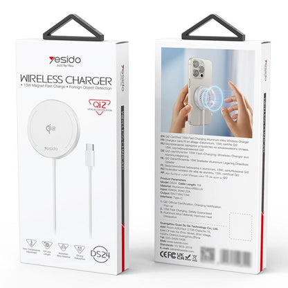 Chargeur sans fil magnétique de bureau Yesido DS24 15W QI2.0 à chargement rapide (blanc)