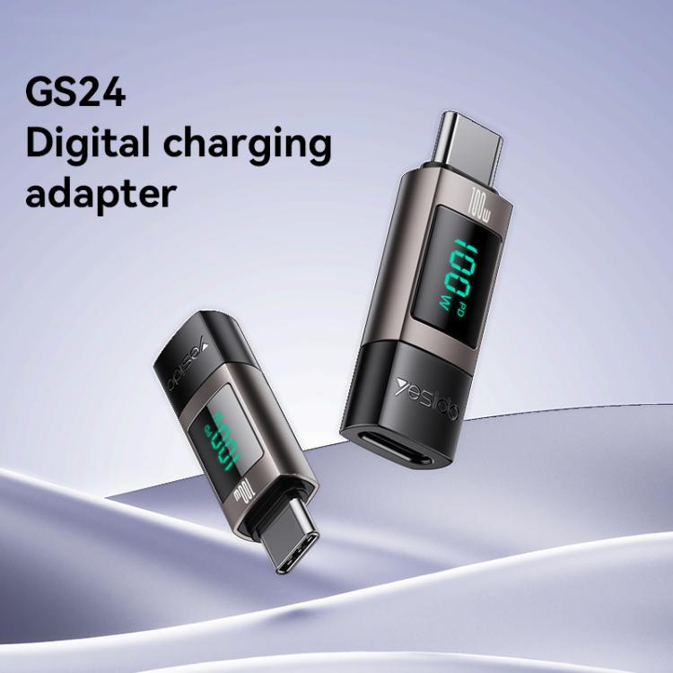 Yesido GS24 100W USB-C / Type-C to USB-C / Type-C Aluminum Alloy Digital Display Adapter(Tarnish)
