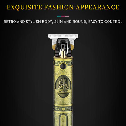 VGR V-085 Vintage Hairstyles Carving USB Electric Hair Clipper(Gold)