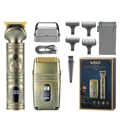 VGR V-649 USB Digital Display Electric Hair Clipper & Shaver Set(Gold)