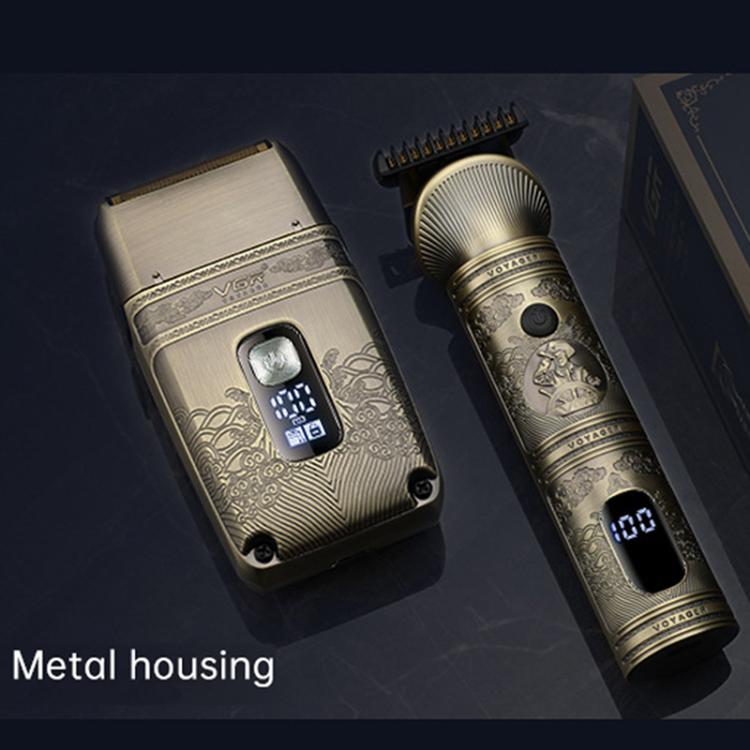 VGR V-649 USB Digital Display Electric Hair Clipper & Shaver Set(Gold)