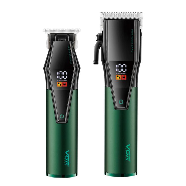 VGR V-677 LED Digital Display Electric Hair Clipper & Trimmer Set(Green)