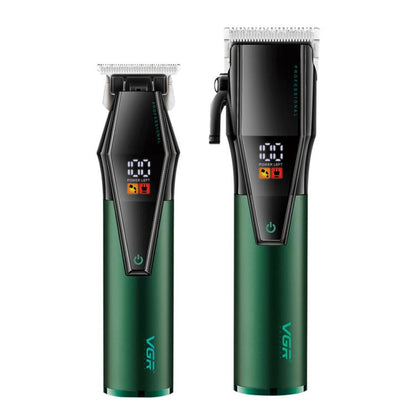VGR V-677 LED Digital Display Electric Hair Clipper & Trimmer Set(Green)