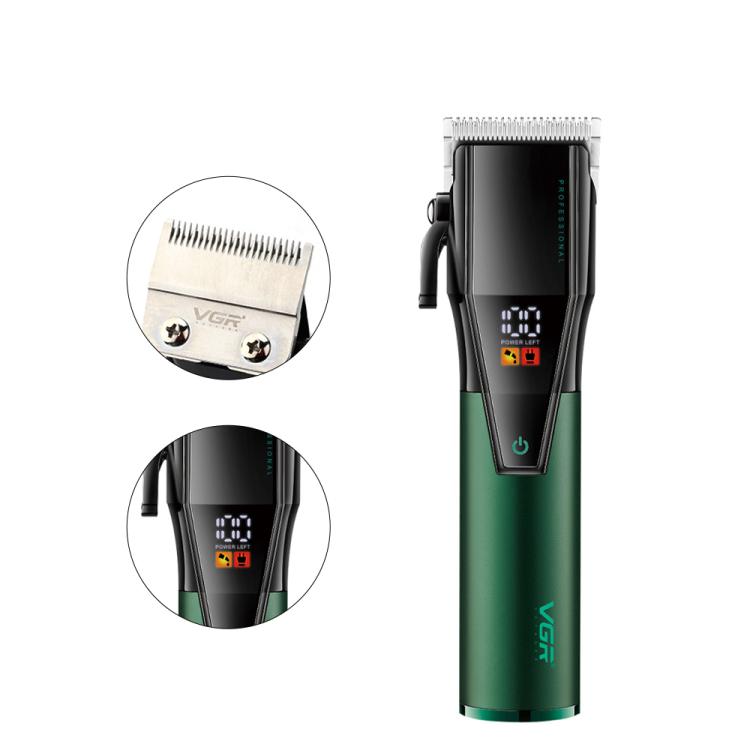 VGR V-677 LED Digital Display Electric Hair Clipper & Trimmer Set(Green)