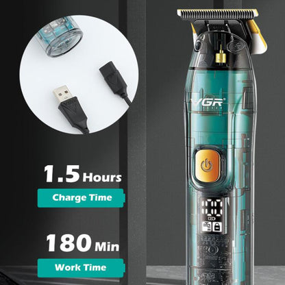 Tondeuse à cheveux électrique VGR V-961 IPX7 avec affichage numérique LED USB (Noir)