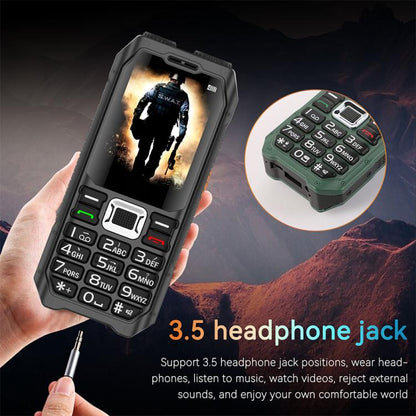 UNIWA M6000 Big Speaker Keypad Phone, 2.4 inch, Dual Flashlights, 21 Keys, SOS, FM, 4 SIM, GSM, Plug:AU Plug(Black)