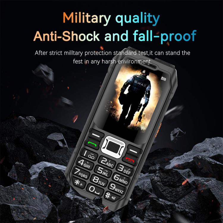 UNIWA M6000 Big Speaker Keypad Phone, 2.4 inch, Dual Flashlights, 21 Keys, SOS, FM, 4 SIM, GSM, Plug:AU Plug(Black)