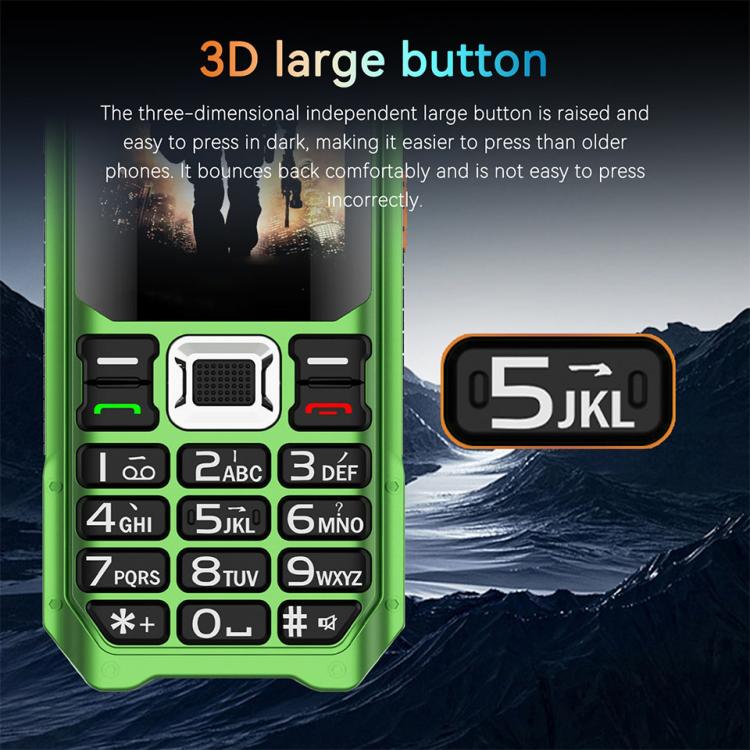 UNIWA M6000 Big Speaker Keypad Phone, 2.4 inch, Dual Flashlights, 21 Keys, SOS, FM, 4 SIM, GSM, Plug:AU Plug(Black)