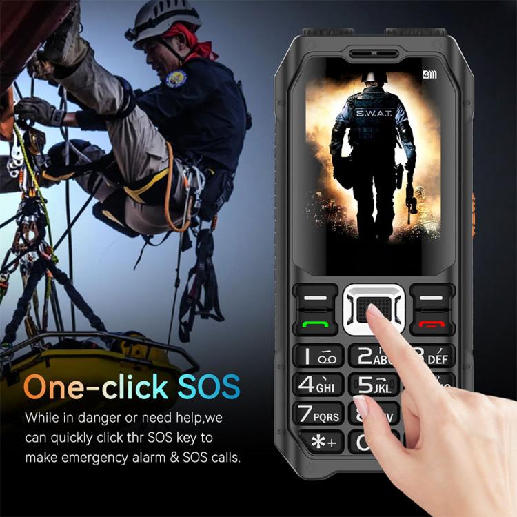 UNIWA M6000 Big Speaker Keypad Phone, 2.4 inch, Dual Flashlights, 21 Keys, SOS, FM, 4 SIM, GSM, Plug:AU Plug(Green)