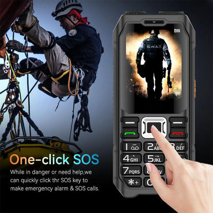 UNIWA M6000 Big Speaker Keypad Phone, 2.4 inch, Dual Flashlights, 21 Keys, SOS, FM, 4 SIM, GSM, Plug:AU Plug(Black)