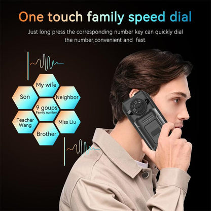 UNIWA M6000 Big Speaker Keypad Phone, 2.4 inch, Dual Flashlights, 21 Keys, SOS, FM, 4 SIM, GSM, Plug:AU Plug(Black)