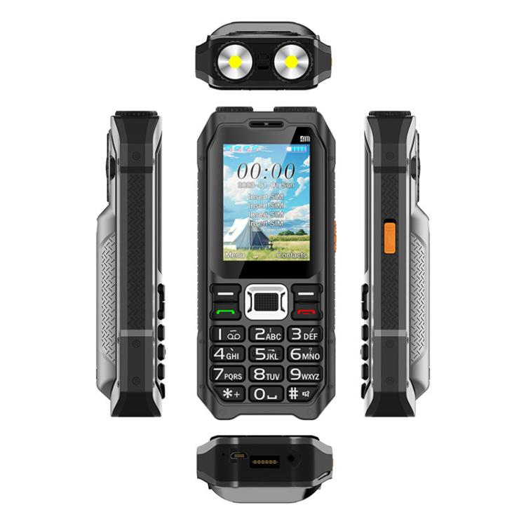 UNIWA M6000 Big Speaker Keypad Phone, 2.4 inch, Dual Flashlights, 21 Keys, SOS, FM, 4 SIM, GSM, Plug:AU Plug(Black)
