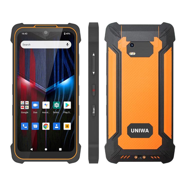 UNIWA P551 Handheld PDA Rugged Phone, 4GB+64GB, 5.5 inch Android 11 Mediatek MT6765 Helio P35 Octa Core, Network: 4G, Plug:US Plug(Orange)