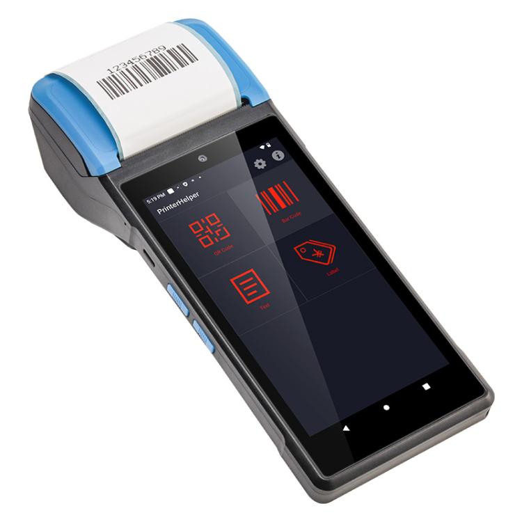 UNIWA V6P Thermal Label Printer Handheld PDA, 2GB+16GB, 5.45 inch Android 12 Mediatek MT6761 Quad Core, NFC, Network: 4G, Plug:US Plug(Black Blue)