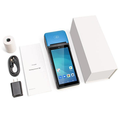 UNIWA V6P Thermal Label Printer Handheld PDA, 2GB+16GB, 5.45 inch Android 12 Mediatek MT6761 Quad Core, NFC, Network: 4G, Plug:US Plug(Black Blue)