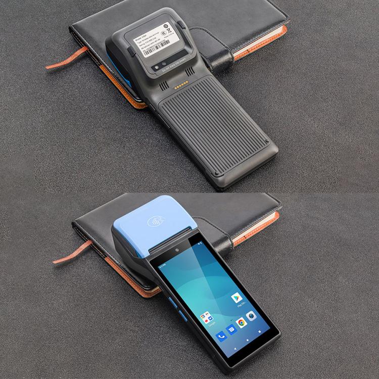 UNIWA V6P Thermal Label Printer Handheld PDA, 2GB+16GB, 5.45 inch Android 12 Mediatek MT6761 Quad Core, NFC, Network: 4G, Plug:EU Plug(Black Blue)